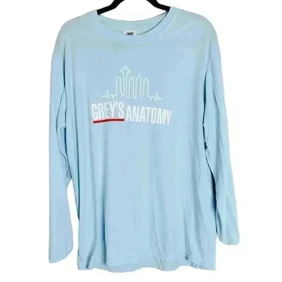 NWOT Grey's Anatomy Skyline Light Blue Long Sleeve Shirt Unisex Size L - Picture 2 of 4